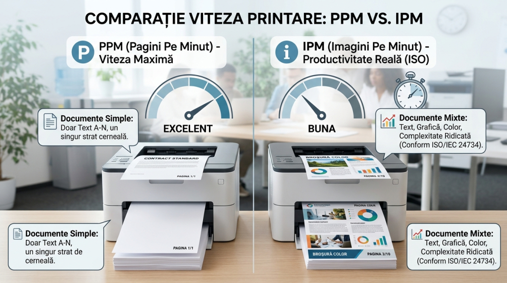 Comparație vizuală ppm vs ipm, grafic simplu cu două coloane - atlas.ro